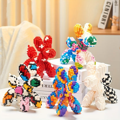Balloon Dog Building Blocks Set – Colorful Interlocking Brick Sculpture Pop Art Home Decor Display Model for Adults Teens Art Lovers Birthday Christmas Gift 5 Colors