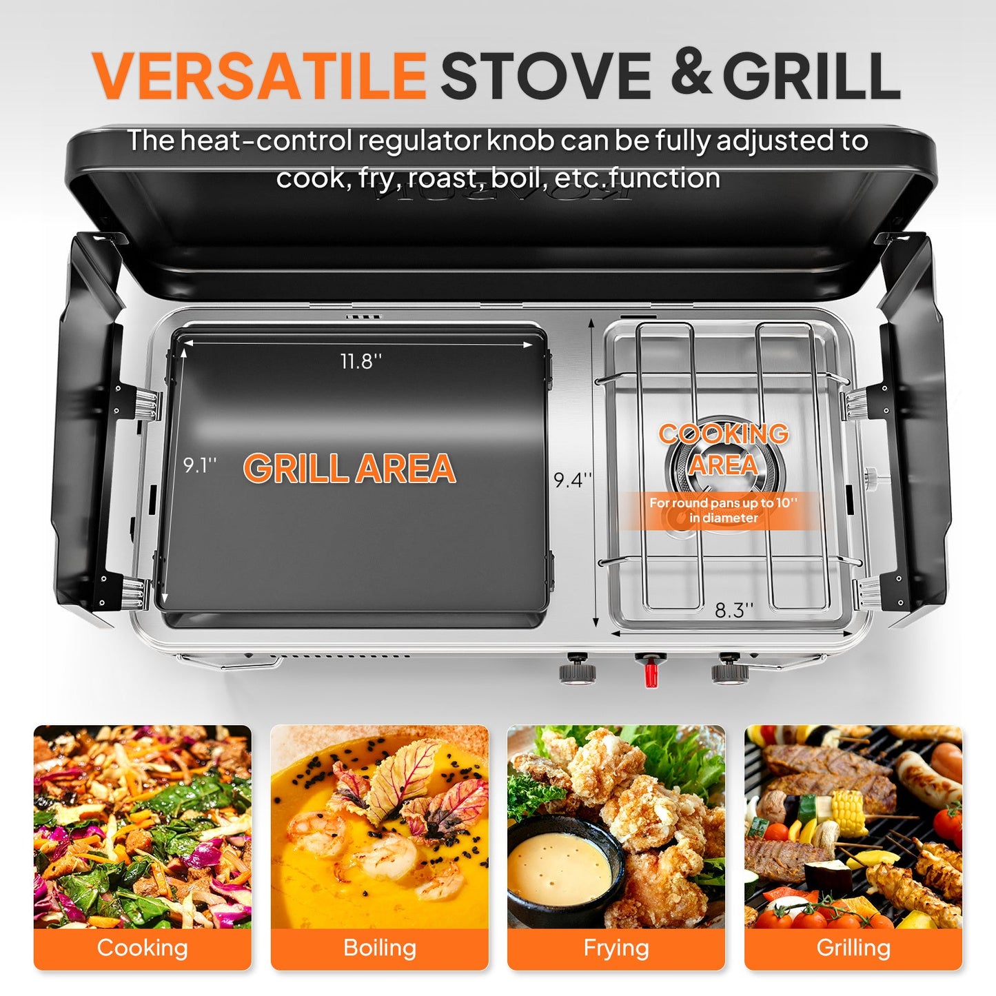 Camping Stove with Oven 2-in-1 – Portable Propane Double Burner 16,000 BTU & Outdoor Oven Combo with Auto-Ignition & Thermometer | Camping, Backyard & Picnic Cooking