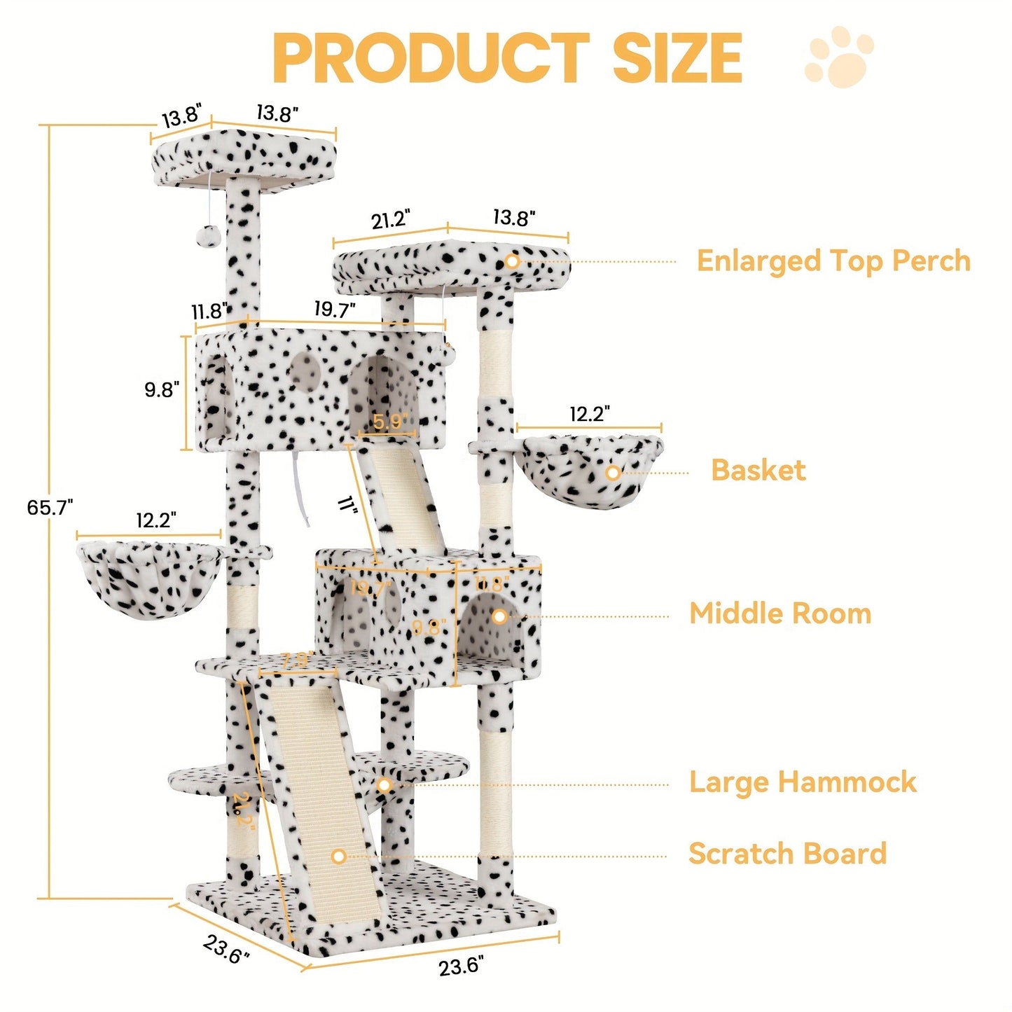 Cat Tree Tower Multi-Level for Indoor Cats - Cat Furniture with Sisal Scratching Posts, Plush Perches, Hammock, Basket & Corner Condo Cave, Hanging Toys & Climbing Ramp, Multiple Sizes & Colors