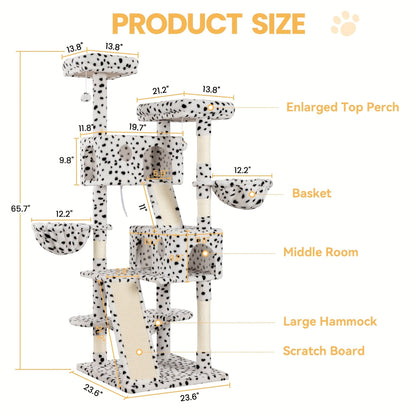Cat Tree Tower Multi-Level for Indoor Cats - Cat Furniture with Sisal Scratching Posts, Plush Perches, Hammock, Basket & Corner Condo Cave, Hanging Toys & Climbing Ramp, Multiple Sizes & Colors