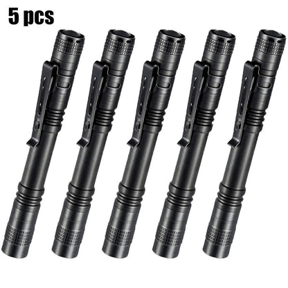 Pen Light Flashlights Bulk Pack with Clip - Mini Slim LED Pocket Torch for Camping, Outdoor, Home & Emergency Use, 5/10/20pcs (Batteries Not Included)