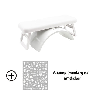 Folding Nail Armrest Hand Rest for Nail Technicians - Cushioned Wrist Support Pillow Bracket, Portable Manicure Table Stand, Professional Salon Nail Station Accessory, Pink White Purple