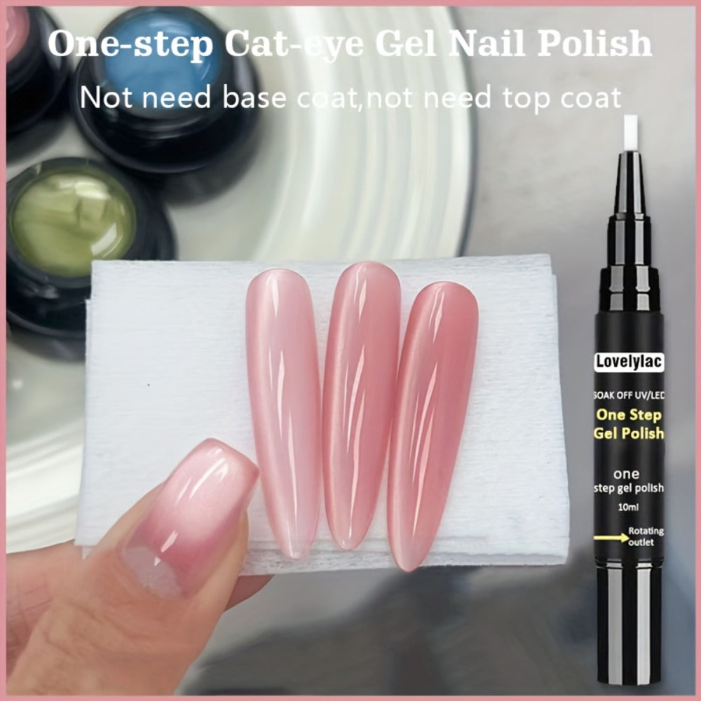 Magnetic Cat Eye Gel Nail Polish Pen 3-in-1 All-in-One Base Coat Color Top Coat - Ultra-Bright High-Saturation Polygel, Long-Lasting Chip-Resistant DIY Nail Art for Women, Salon & Home Use