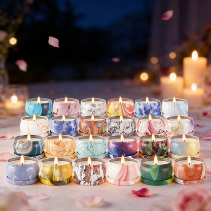 Candle Gift Set 36-Pack – Natural Soy Wax Scented Candles in Tin Cans, Aromatherapy Candles for Yoga, Spa, Bath & Home Decor, Portable Travel Candles, Perfect Gift for Women & Men, Mother's Day, Valentine's Day & Birthdays