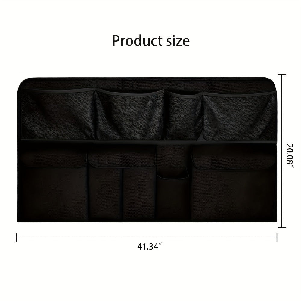 Car Trunk Organizer Bag - High Capacity Oxford Cloth Rear Seat Storage with Adjustable Dividers & Storage Pockets, Universal Fit for Cars, SUVs & Trucks