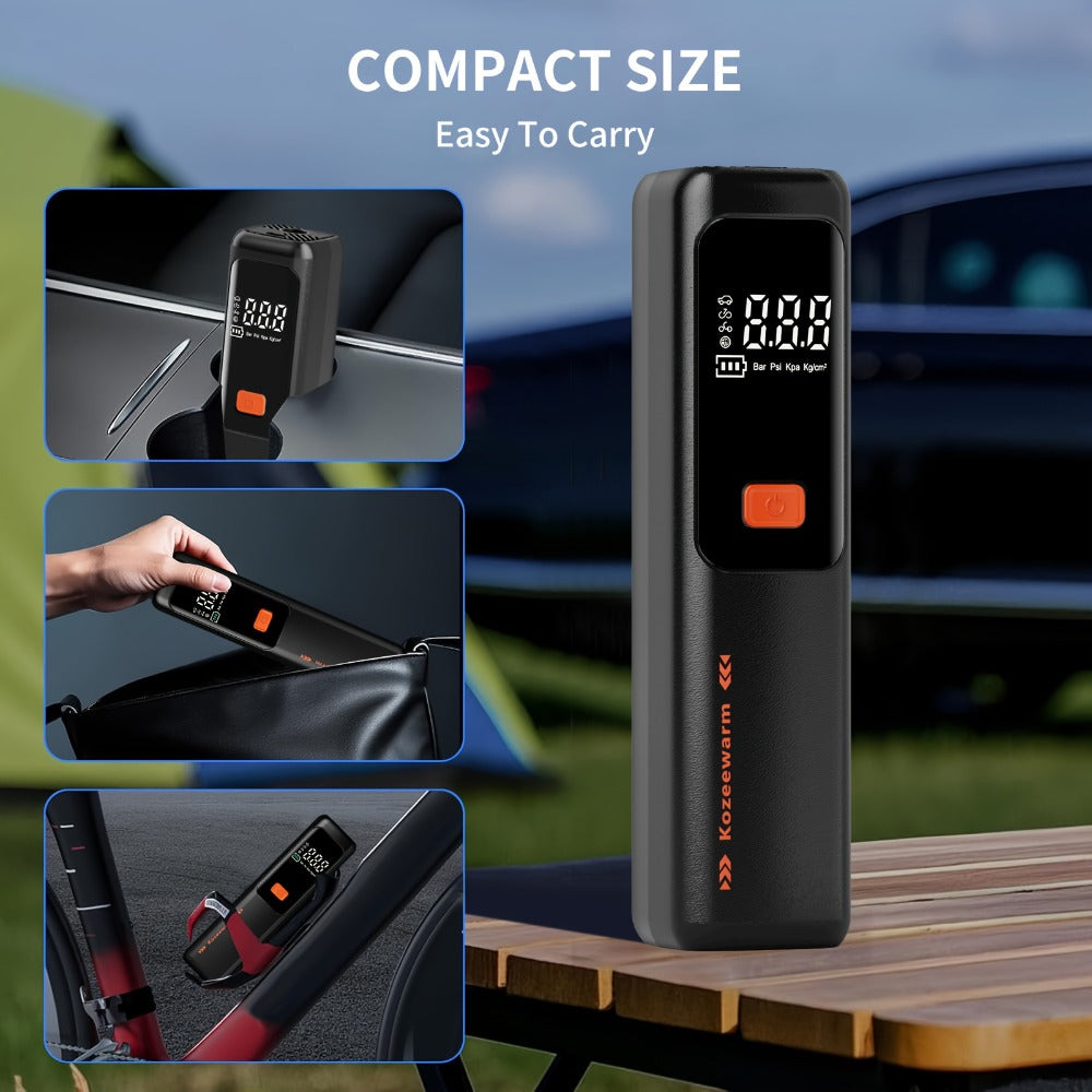 Cordless Tire Inflator Portable Air Compressor – USB-C Rechargeable, Digital Gauge, 3X Fast Inflation for Car Tires, Bikes, Motorcycles & Sports Balls