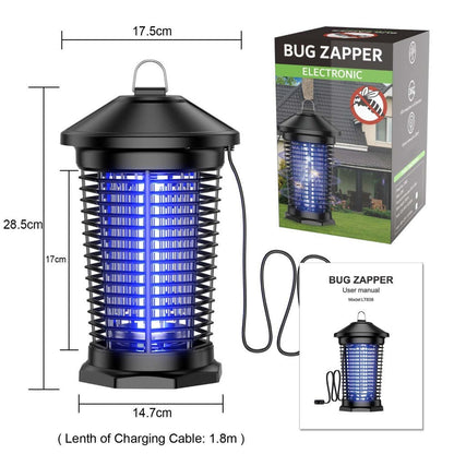 Bug Zapper Electric Indoor Outdoor – 4000V High Voltage UV 365nm 18W Mosquito Killer Fly Zapper with 6ft Cord, ABS Fireproof Safety Housing, Removable Tray & Cleaning Brush for Backyard Patio Garden Camping – Black