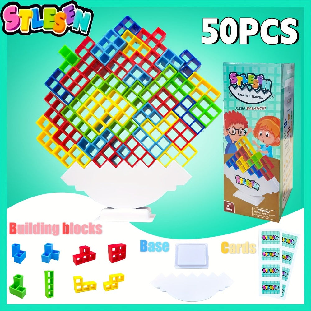 Balancing Stacking Blocks Game Set – Tumble Tower Family Strategy Toy for Kids Adults 16 20 34 50 68 Pcs Color Gift Box Birthday Christmas Party Game