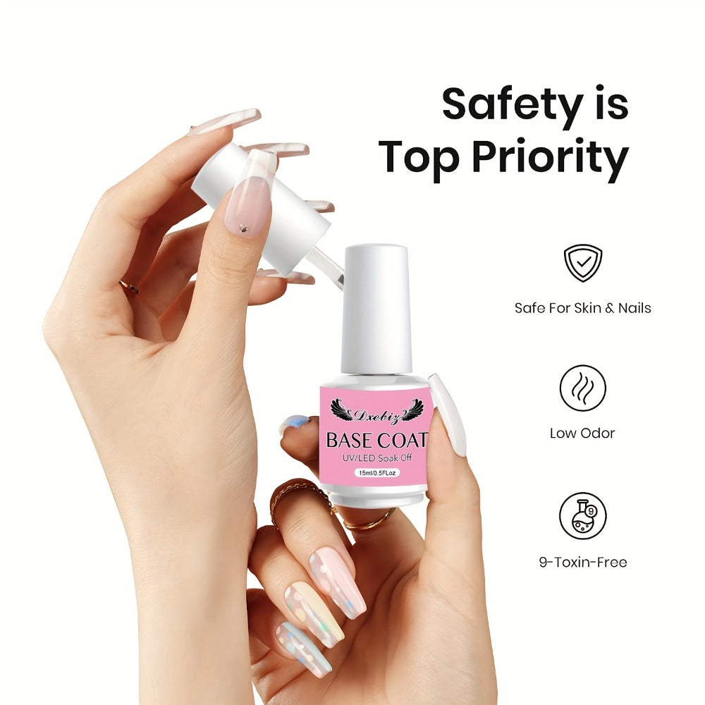 Builder Gel Nail Kit 5-in-1 Clear Nail Extension Gel Set — Primer Brush Repair Gel Nail Strengthening Overlay Kit 0.51oz, Beginner DIY Home Salon for Natural Nails Women Nail Art Starter