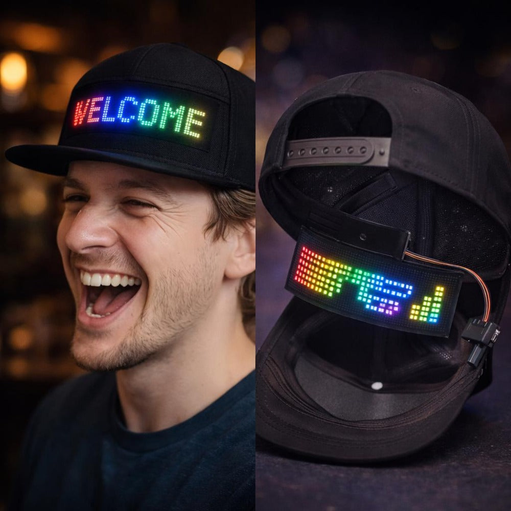Programmable LED Hat App Controlled Scrolling Text Light Up Baseball Cap for Men Women Parties Halloween Christmas Gift USB Charging