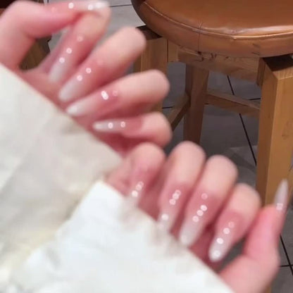 Milky White Glass Nail Gel Polish Sheer Jelly 15ml Alcohol-Free - Long Lasting Glossy Glazed Finish Korean Japanese K-Beauty Semi-Permanent UV LED Gel for Salon & Home DIY Manicure Women
