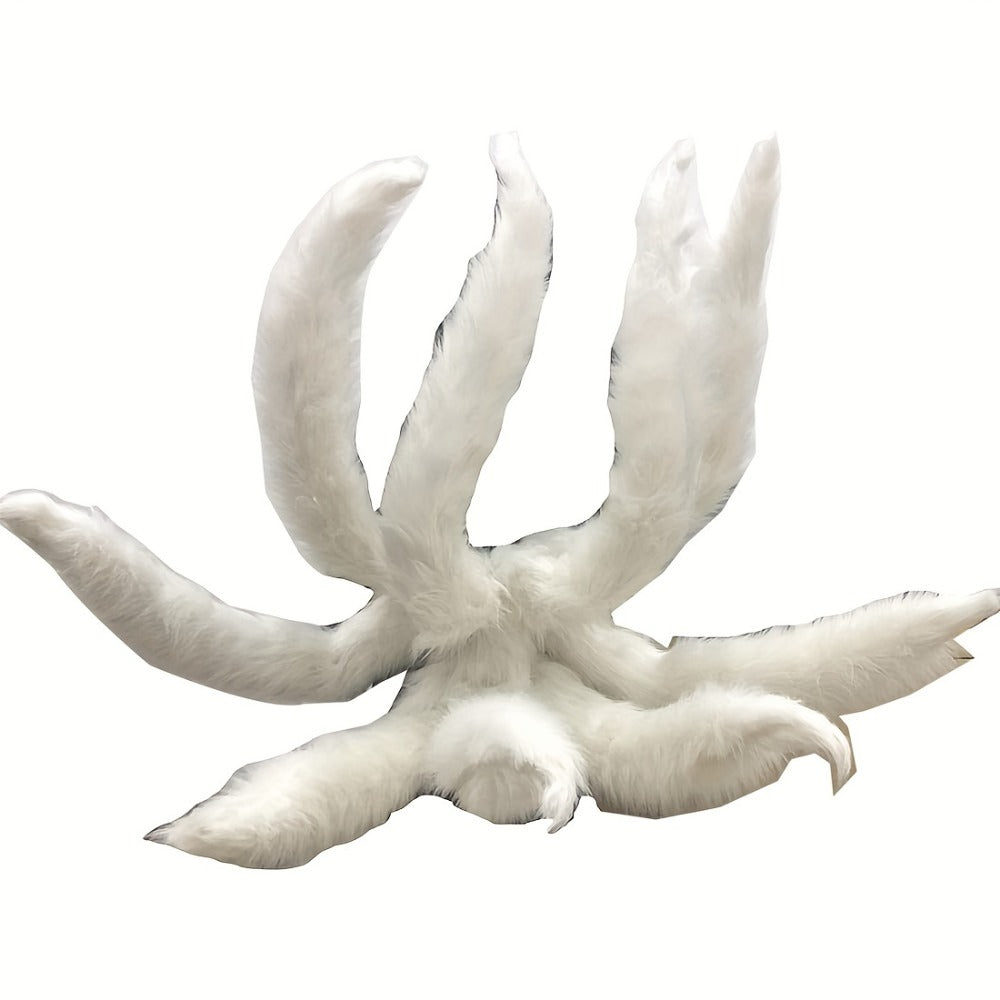 Nine-Tailed Fox Tail Cosplay Prop Anime 31.5in – Alloy Frame Knitted Kitsune Tail for Halloween Costume Christmas Party Stage Performance Photography, Naruto Ahri Cosplay Gift