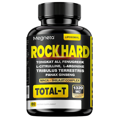 Rock Hard Supplements 180 Capsules 90-Day Supply — L-Arginine, Tongkat Ali, Tribulus & Fenugreek Plant Blend for Men's Energy, Drive & Heart Health