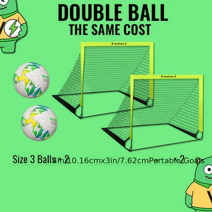 VavaCava Portable Soccer Goals 2-Pack 4'x3' – Pop-Up Net, 2 Balls, Pump & Carry Bag, Indoor Outdoor Backyard