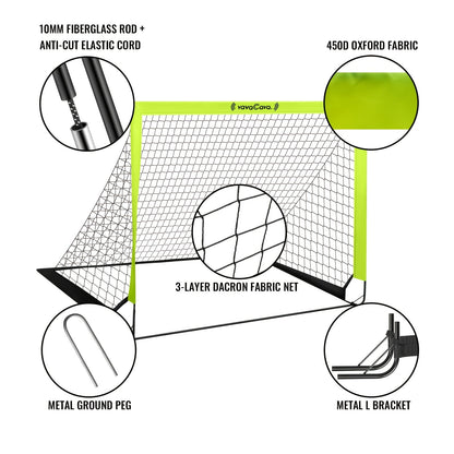 VavaCava Portable Soccer Goals 2-Pack 4'x3' – Pop-Up Net, 2 Balls, Pump & Carry Bag, Indoor Outdoor Backyard