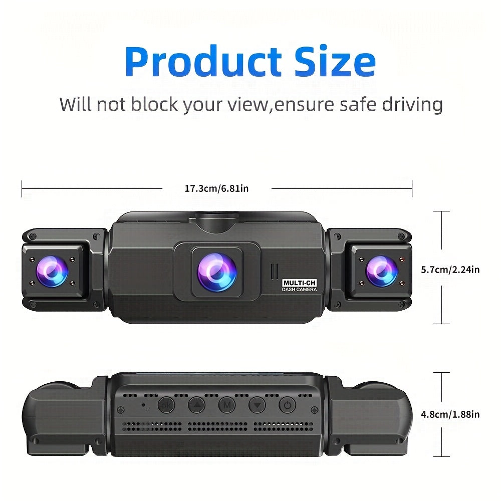 360 ° 3/4-channel 1080P High-definition Ultimate Safety Driving Recorder Set, Dash Camera for Cars, Night Vision, Loop Recording - Car, 24/7 Recording Parking Mode Monitor, WDR, G-Sensor, Optional 32GB Card