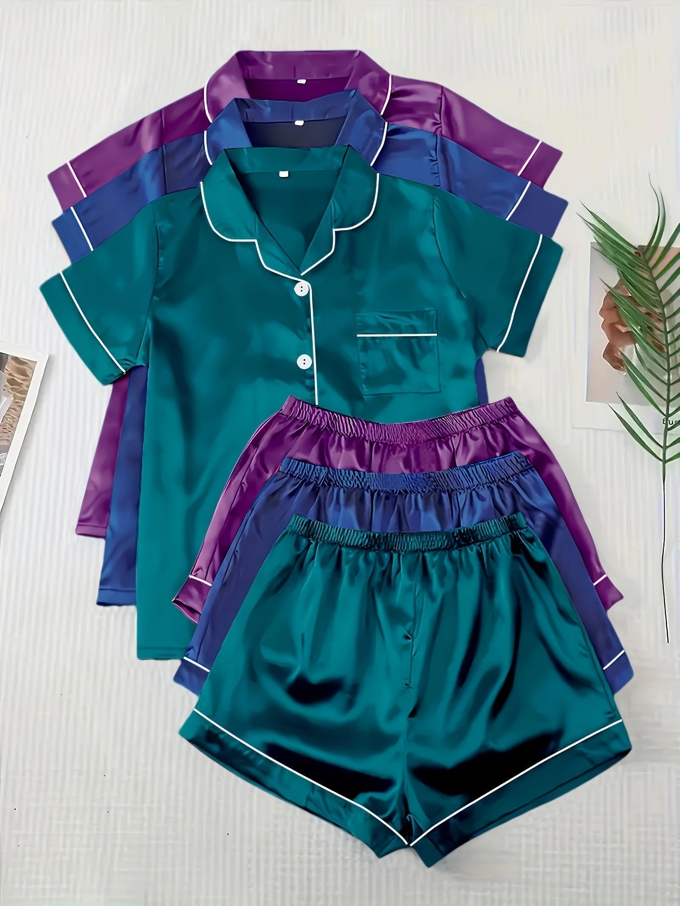 Unisex Pajama Set - Satin Button-Front