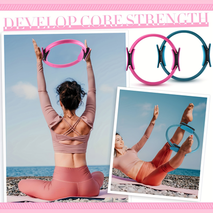 Pilates Ball & Ring Set 14-Piece for Women – Magic Circle, Mini Ball, 8 Resistance Bands, Stretching Strap, Non-Slip Socks & Gym Bag, Complete Home Workout Kit, Pink Green Blue