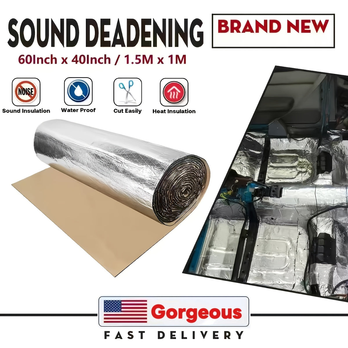 60"x40" Sound Deading Material 275Mil(7mm) for Cars Thermal Insulation And Car Sound Deadening Material Strong Back Adhesive Car Insulation Heat And Sound Deadener Mat for Automobile Hoods, Hoods, Doors, And Trunks