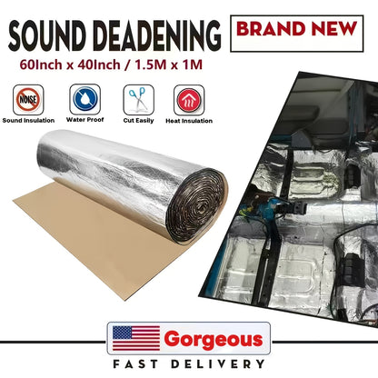 60"x40" Sound Deading Material 275Mil(7mm) for Cars Thermal Insulation And Car Sound Deadening Material Strong Back Adhesive Car Insulation Heat And Sound Deadener Mat for Automobile Hoods, Hoods, Doors, And Trunks