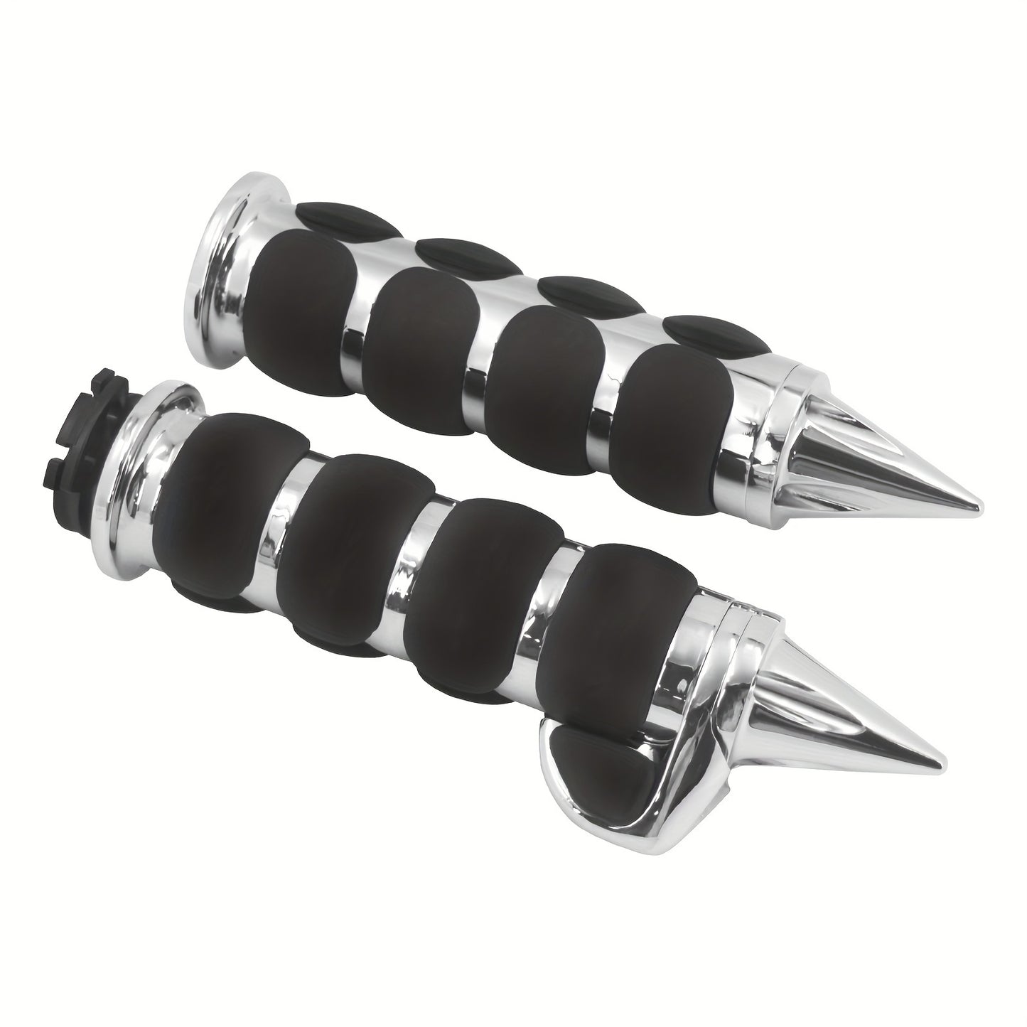 Chrome 1" Non-Slip Rubber Spike Hand Grips Fit for Harley for Sportster for Touring for Dyna