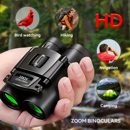 Compact Binoculars 10x25 Mini Pocket Size with Smartphone Adapter, Lightweight HD Binoculars for Bird Watching Hunting Concerts Hiking Travel, Small Portable Telescope for Adults and Kids
