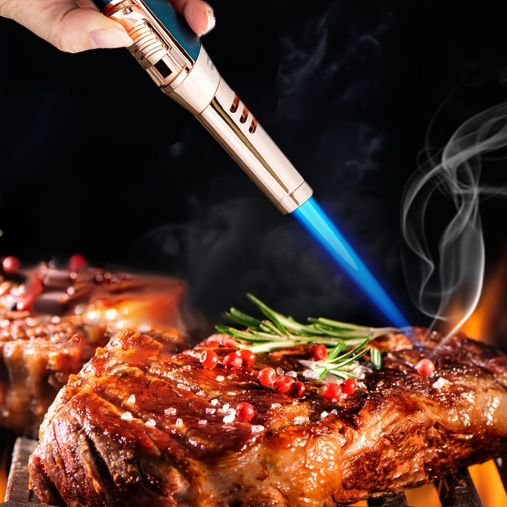 Refillable Butane Torch Lighter Pen Style – JOBON Jet Flame Lighter with Adjustable Flame, Ignition Lock, 360° Rotatable High-Temp Nozzle, Safety Lock, Visual Gas Tank, Gift Box Included, Ideal for Candles BBQ Cooking Camping