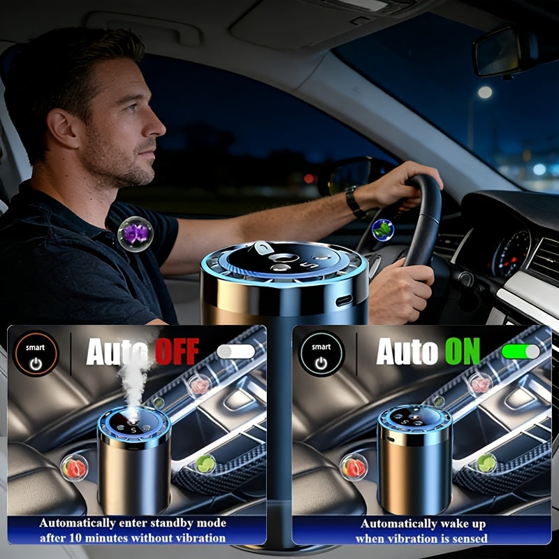Smart Car Air Freshener with Aromatherapy Features, Featuring a Dynamic Light Display And a Starry Sky Mode, Portable Car Air Humidifier, USB Charging, Suitable for Any Car Model, Ideal Car Gift And Holiday Gift, Car Additions
