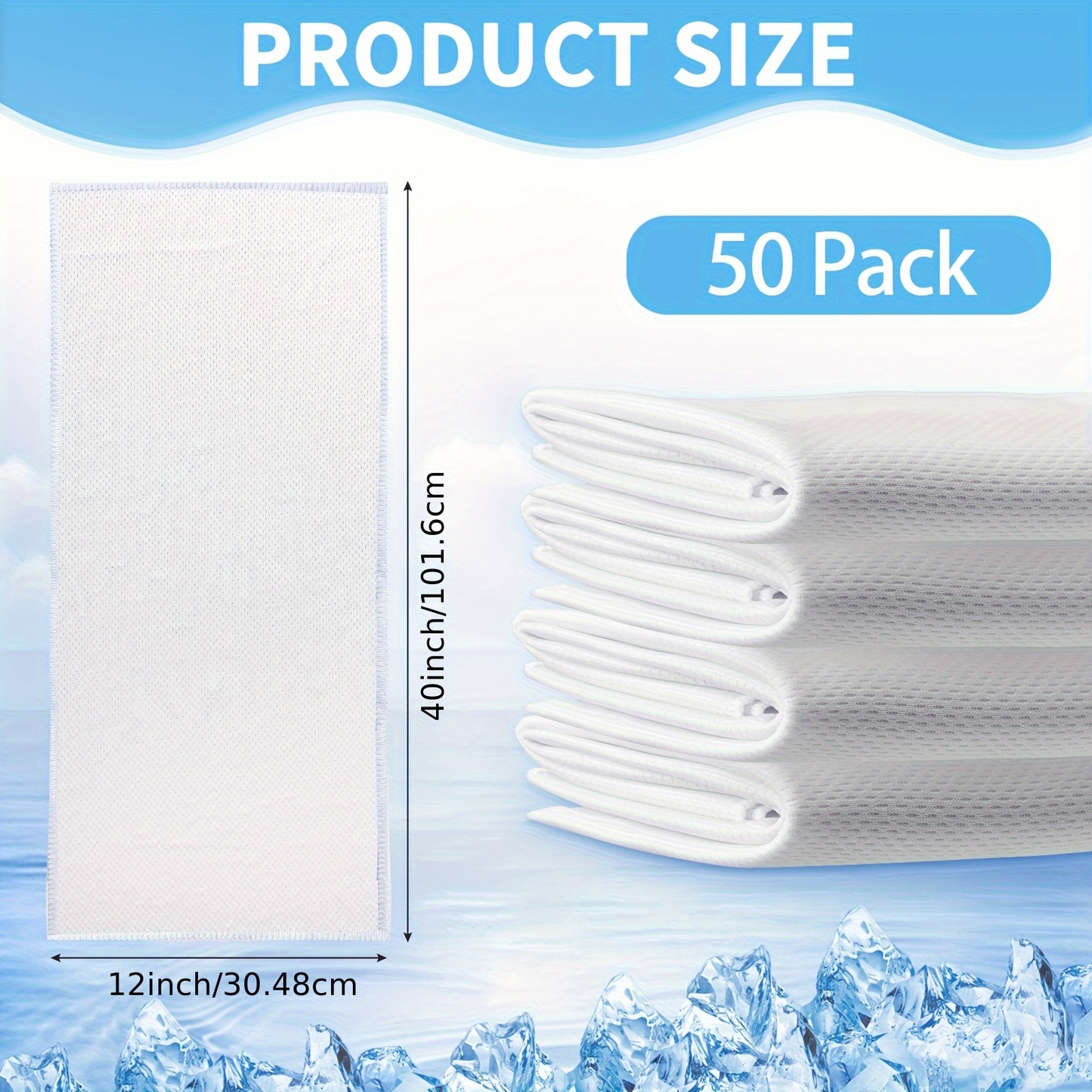 Sublimation Cooling Towels 50-Pack 40"x12" – Breathable Microfiber Ice Towel for Neck & Face, Yoga, Sports, Golf, Gym, Camping, Running & Hiking
