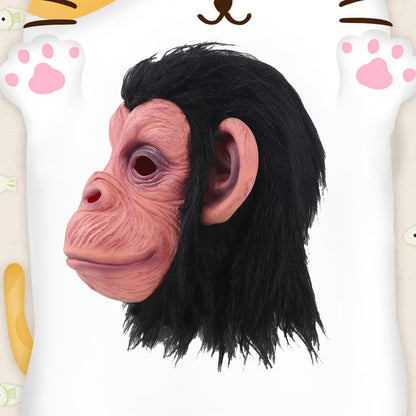 Gorilla Mask Adult Realistic Natural Latex Animal Head Costume – Funny Halloween Cosplay Role Play Holiday Gift, Orangutan & Open-Mouth Gorilla Styles