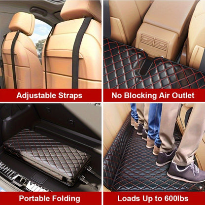 Car Mattress Foldable Back Seat Sleeping Pad Thickened Faux Leather Non-Inflatable Universal Sedan Bed for Travel Camping Afternoon Nap Road Trip