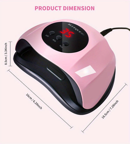 LED Nail Lamp Professional LCD Display Auto Sensor 4 Timer Settings USB Powered Instant Gel Polish Curer No Adapter Needed for Home Salon Manicure Pedicure DIY Nail Art Pink White
