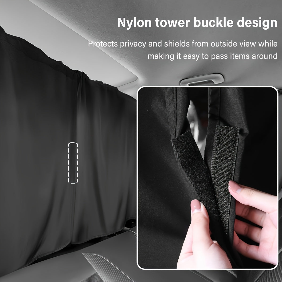 4pcs Car Privacy Curtain Set, Oxford Material, with Rear Seat and Side Window Drapes, Storage Pockets for Sedans and SUVs, Car Curtains