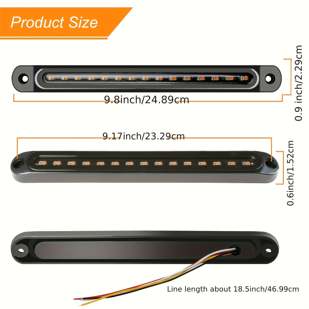 Set of 2 Smoked Lens 10-Inch LED Side Light Bars for Vehicles, Featuring Sequential Turn Signals, Suitable for Pickup Trucks And Utvs, Without Battery