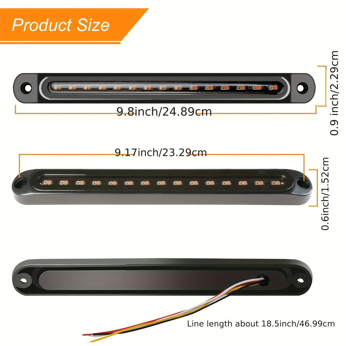 Set of 2 Smoked Lens 10-Inch LED Side Light Bars for Vehicles, Featuring Sequential Turn Signals, Suitable for Pickup Trucks And Utvs, Without Battery