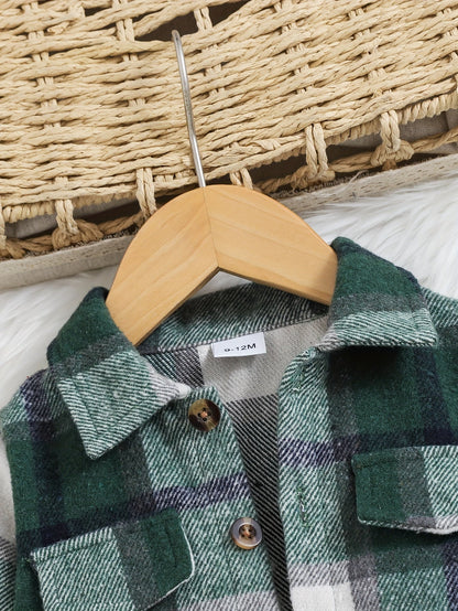 Baby Girl Plaid Outfit Set - Sleeveless Winter
