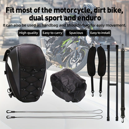 Motorcycle Backpack Helmet Bag – JFG RACING Motorbike Tail Bag with Adjustable Strap for Outdoor Camping, Travel & Luggage Storage, Large Capacity Rider Gear Bag
