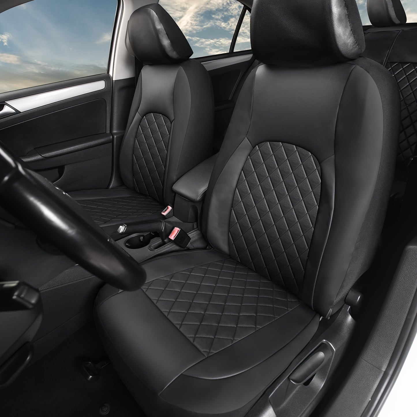 Full Set Car Seat Covers Faux & Napa Leather – 5-Seat Universal Fit for SUV, Truck, Jeep & BMW, Front & Rear Bench, Split-Compatible, Cushioned, Scratch-Proof, Multiple Colors