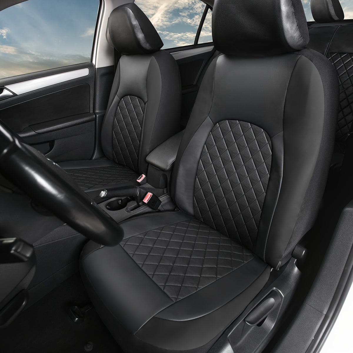 Universal Faux Leather Car Seat Covers Full Set Car Seat Covers Full Set Front Seats And Rear Bench, Universal Fit 5 Seat Covers For SUV, Automotive Truck, for Jeep, for Bmw, Scratch Proof, Car Accessories For Men And Women