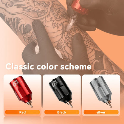 Wireless Tattoo Power Supply Portable Rechargeable Battery LED Digital Display RCA DC Connector Coreless Motor for Rotary Tattoo Pen Machine - Red Silver Black