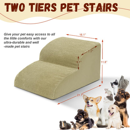 Dog Stairs for High Beds & Sofas – 2/3/4 Step Memory Foam Pet Steps with Non-Slip Bottom, Washable Cover & Textured Surface – Supportive Dog Steps for Senior Dogs, Puppies & Small Breeds