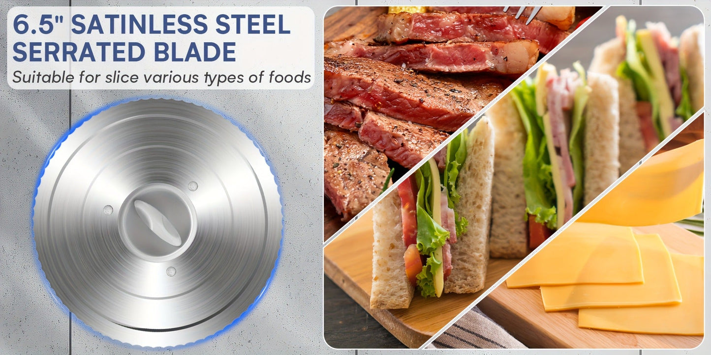 Electric Meat Slicer 0-15mm Adjustable Thickness – Home & Commercial Deli Food Cutter for Meat, Vegetables, Fruits, Bread & Lamb, Stainless Steel Blade, Easy to Clean Kitchen Slicing Machine