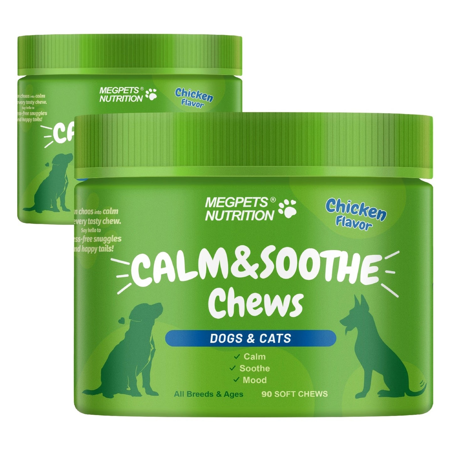Calming Chews for Dogs & Cats 90ct – Natural Herbal Anxiety & Stress Relief Supplement for Separation, Thunder, Fireworks & Barking, Supports Sleep & Emotional Health, Chicken Flavor