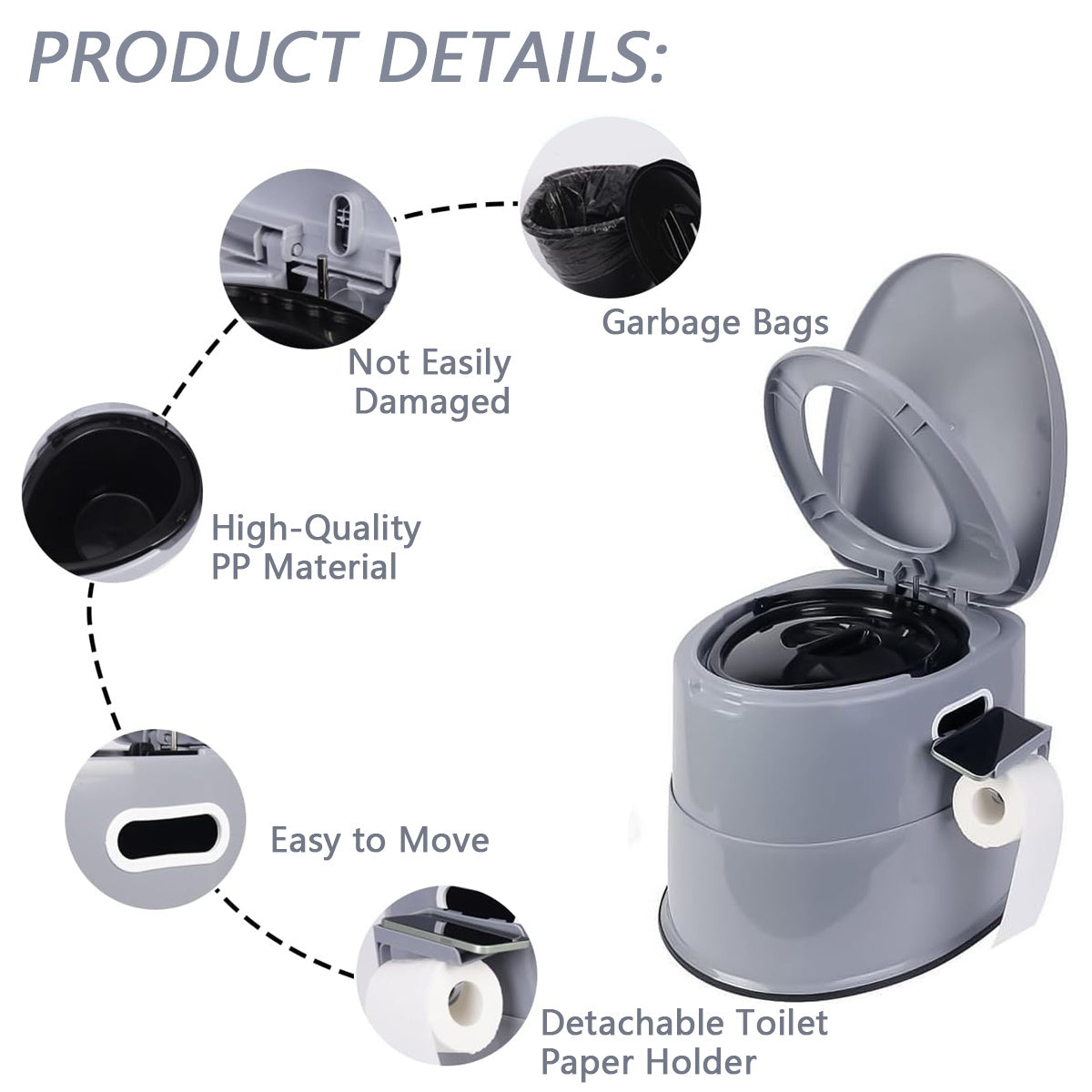 Portable Camping Toilet for Adults Extra Large Tall Spacious with Lid Hygienic Outdoor Travel Toilet for Car Hiking Beach Camping Fishing Emergency Use Heavy Duty Portable Potty