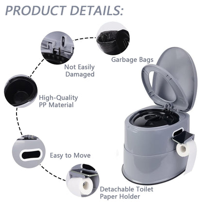 Portable Camping Toilet for Adults Extra Large Tall Spacious with Lid Hygienic Outdoor Travel Toilet for Car Hiking Beach Camping Fishing Emergency Use Heavy Duty Portable Potty