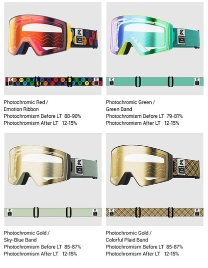 Magnetic Photochromic Ski Goggles OTG Helmet Compatible – 16-Point Magnetic Swap Lens, Triple-Layer Foam, Double Anti-Fog Dual-Layer PC 99.99% UV Protection for Men & Women, Includes Case & Bag