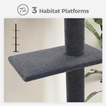 Floor to Ceiling Cat Tree Tower 90–107" – 4-Tier Tall Adjustable Cat Climbing Post with Tension Rod | Ceiling-Mounted Stable Cat Activity Center for Indoor Cats, Multiple Colors