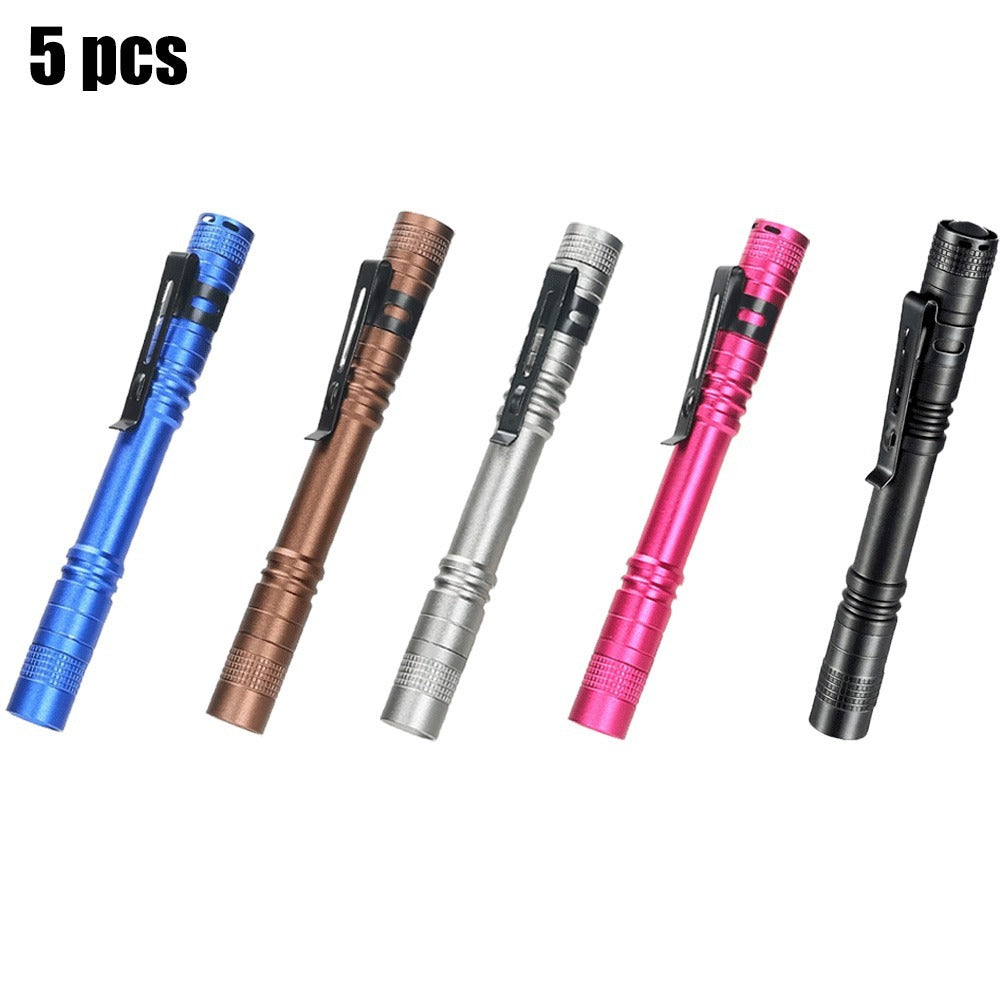 Pen Light Flashlights Bulk Pack with Clip - Mini Slim LED Pocket Torch for Camping, Outdoor, Home & Emergency Use, 5/10/20pcs (Batteries Not Included)