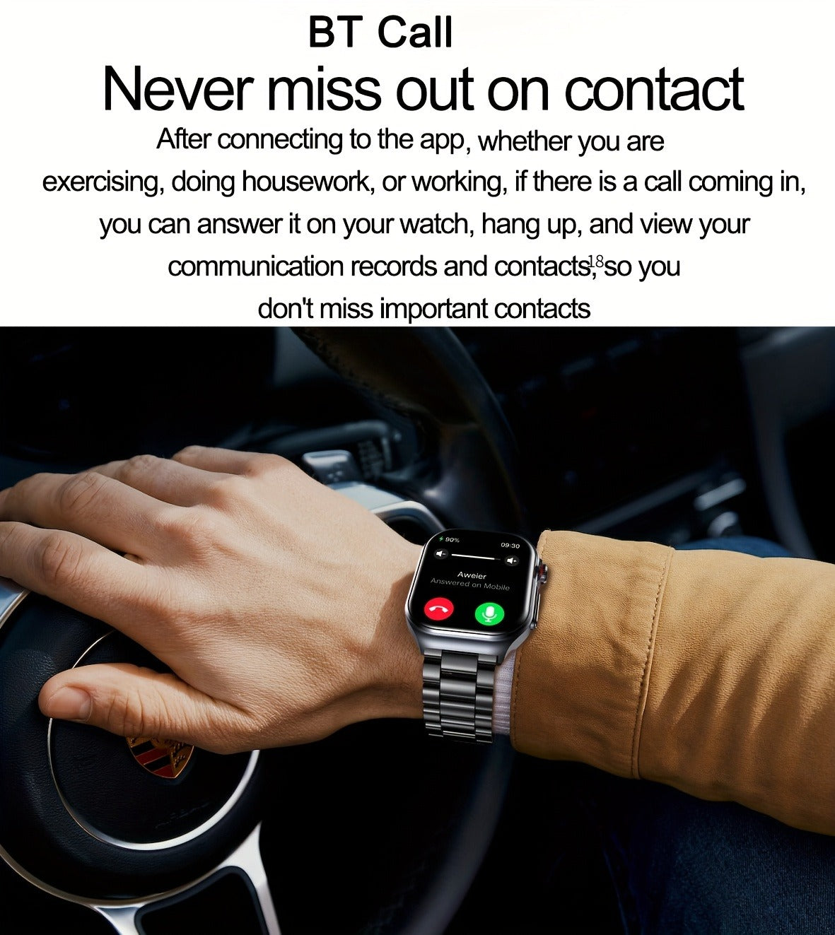 AMOLED Smartwatch 2.04" Display, Bluetooth 5.3 Calling, NFC, 530mAh Battery, Multi-Sport Modes, Voice Assistant, SOS, Menstrual & Weather Forecast, Magnetic Charging, Compatible with iOS & Android, Unisex Gift for Men & Women