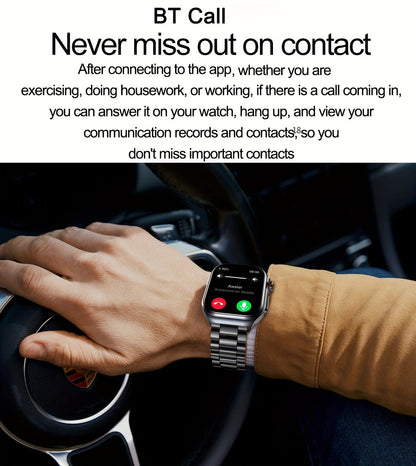 AMOLED Smartwatch 2.04" Display, Bluetooth 5.3 Calling, NFC, 530mAh Battery, Multi-Sport Modes, Voice Assistant, SOS, Menstrual & Weather Forecast, Magnetic Charging, Compatible with iOS & Android, Unisex Gift for Men & Women